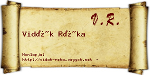 Vidák Réka névjegykártya